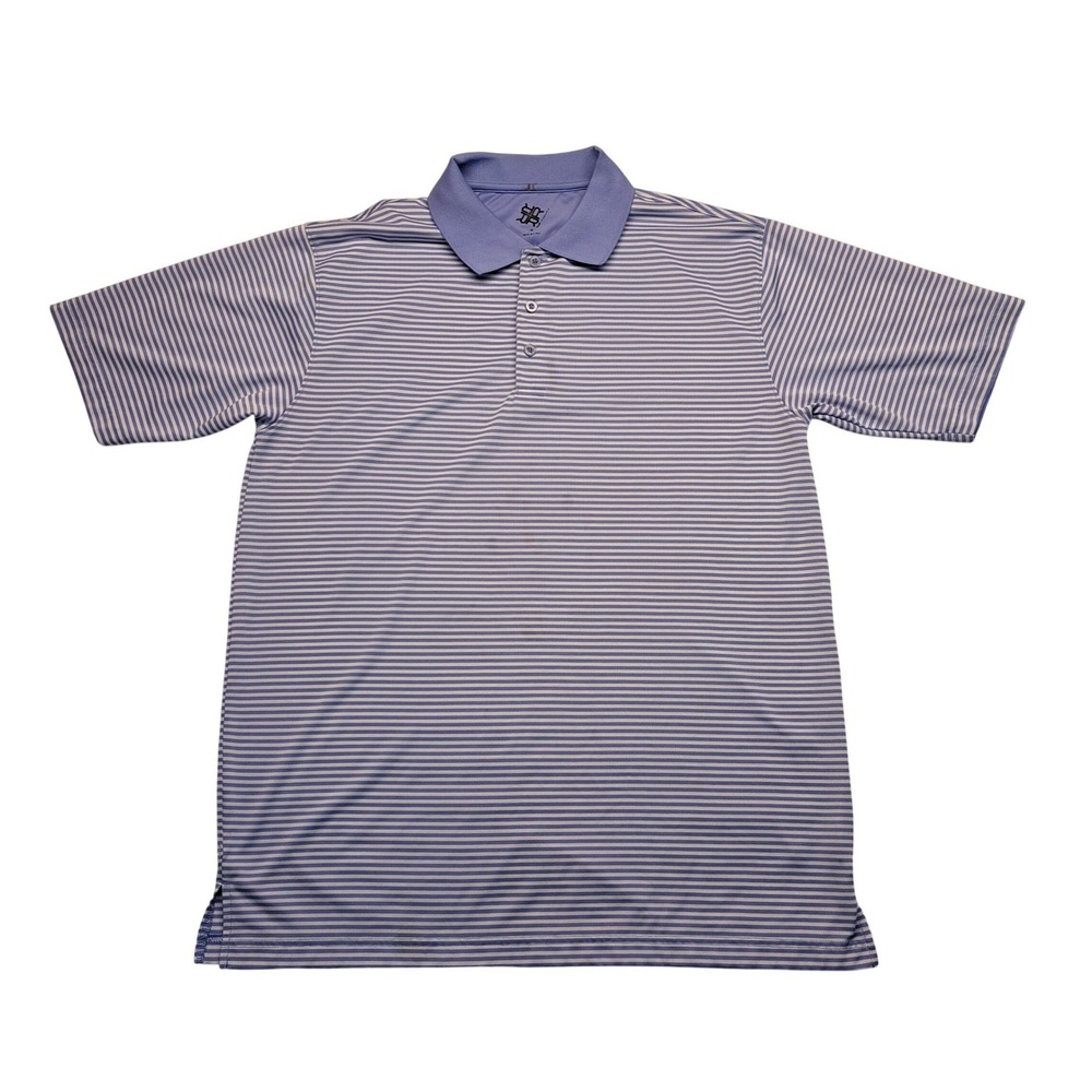 R&R Casual Polo Shirt Men Size M Purple White Striped Good Performance‎ Golf Top